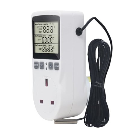 Digital plug-in termostat med 220V temperaturgivare för växthus, frys, kylskåp och jäsning