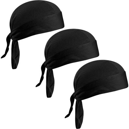 Herre Bandana 3-pak 30x15 cm Biker Bandana Kasket Åndbar Cykelhat Komfortabel Bandana Svedabsorberende Bandana Hat til Løb Klatring Sort