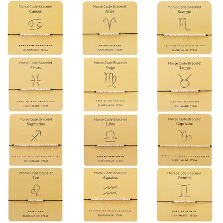 12 tolv assorterte konstellasjoner i morsekode par armbånd b