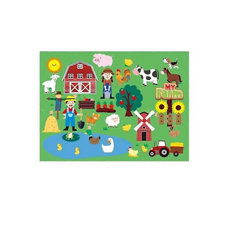 Filtbrett med gårdshus- og dyremønster, 3D-filtleker for tidlig læring [HK]