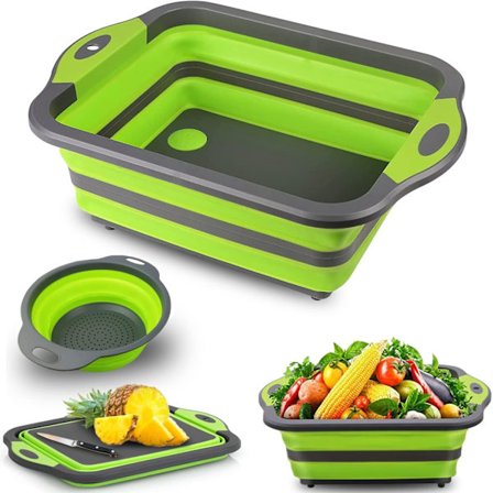 Monitoiminen Taitettava Leikkuulauta Siivilöintiastiaineilla Elintarvikelaatuinen Silikoninen Astiakulho Leikkuulauta Pesualtaan Valutuskori Siivilä