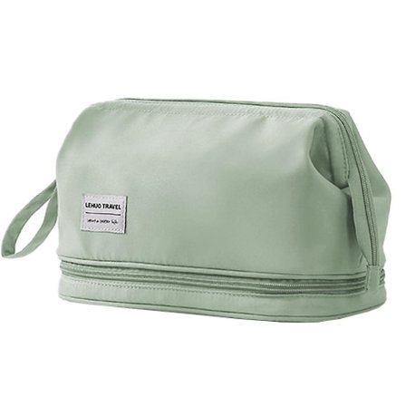 Opbevaringspose til kosmetik med dobbelt lag, bærbar toilettaske, lavet af polyester