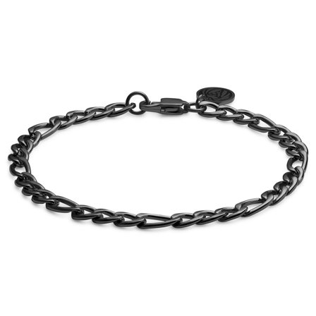 Essentials | 6 mm Gunmetal Black Figaro Chain Bracelet for Men - Steel bracelets