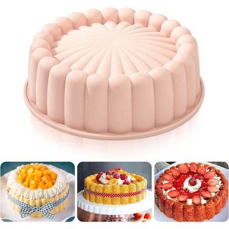 Rund Silikon Kageform - 20 cm, Pink, Non-Stick, Genanvendelig til C