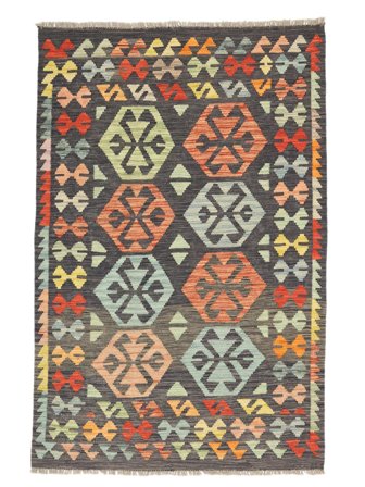 Hand Woven Kilim Afghan Old Style Rug 100X154 Brown/Green