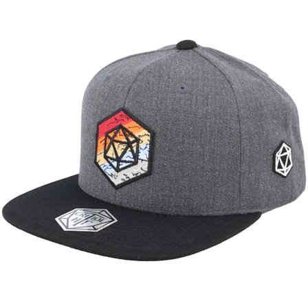 Critiql Hit - Grå snapback Keps - Rainbow Hex D20 Patch Char/Black Snapback - Coal @ Hatstore