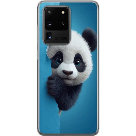 Kompatibelt Mobilskal till Samsung Samsung Galaxy S20 Ultra Söt panda som tittar fram genom papper i mjuk 3D-illustration