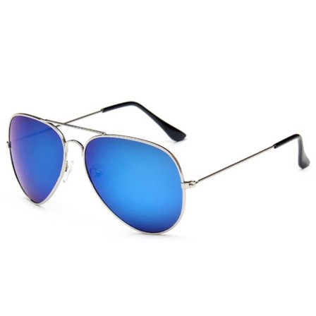 Store Pilotbriller Sølv Blå Speil Sølv