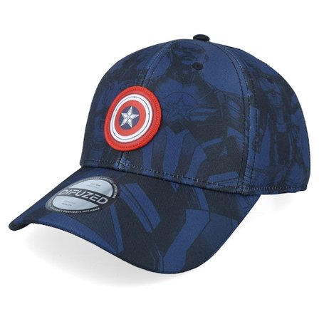 Difuzed - Sininen adjustable Lippis - Captain America All Over Print Navy Adjustable @ Hatstore