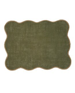 Bordbrikke med buet kant 100% lin Grønn