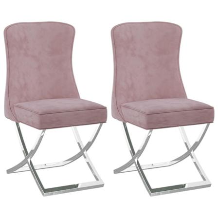 Vidaxl Matstolar 2 St Rosa 53x52x98 Cm Sammet & Rostfritt Stål Rosa