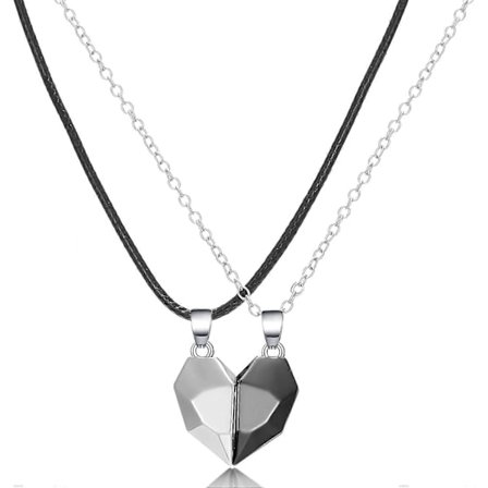 Matchande halsband för par, magnetiskt hjärthänge set för honom och henne, perfekt alla hjärtans dag-present för män och kvinnor - 2 st halsband set 