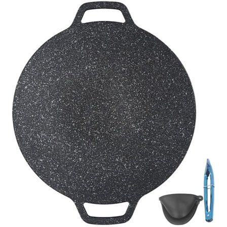 Koreansk BBQ Grill Pan Rund Hög Värmeledningsförmåga Lätt Rengöring Inomhus Utomhus Grillplatta 38cm