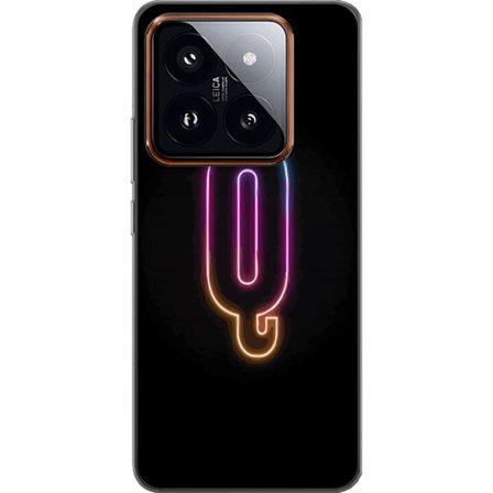 Kompatibel Mobilcover til Xiaomi Xiaomi 14 Pro Minimalistisk neonbogstav Q i lyse farver mod mørk baggrund