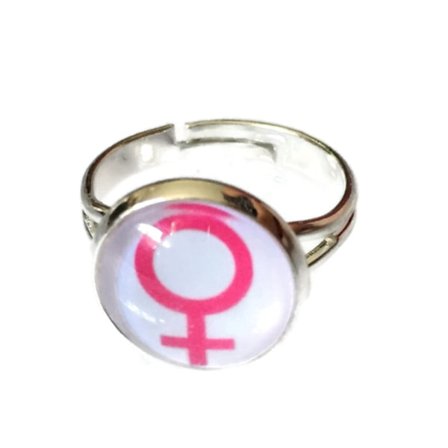 Ring - Female Symbol - Venus - Pink/White