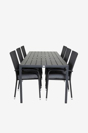 Venture Home - Spisegruppe Break med 6 spisestoler Anna - Svart - Spisegrupper - Fra Homeroom