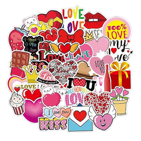 50 stk. Graffiti Sticker Vandtæt DIY Søde Valentinsdag Tegneserie Køleskab Scooter Mærkat til Notebook Qinhai