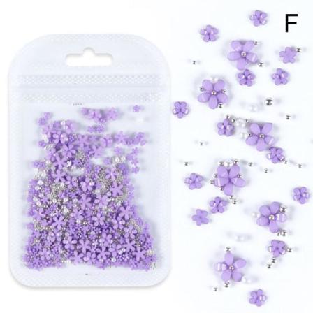 Akrylkristall 3d-blomsterpärlor Nail Art Söt Blandad S