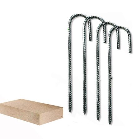 Armeringsjernplugger 30 cm, 4-pakning galvaniserte teltplugger kraftig utførelse for bakken