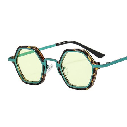 Små polygonale solbriller Punk Shades LEOPARD-GRØNN