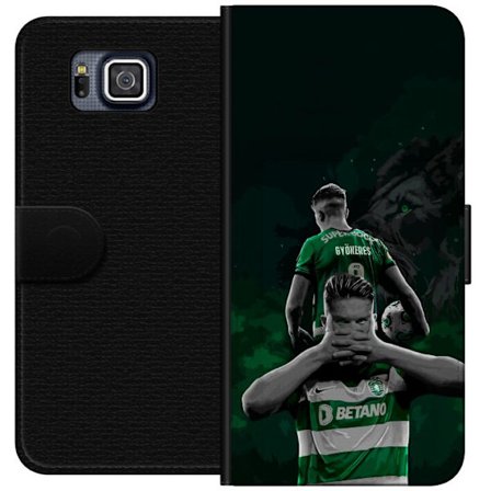 Kompatibel Tegnebogsetui til Samsung Galaxy Alpha Neonmotiv med teksten "Gaming er i mit DNA" på en blå og rød murvæg med en lysende DNA-spiral.