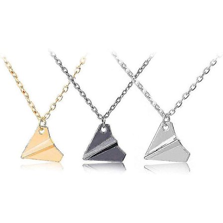 Et sæt med 3 bedårende papirfly vedhæng halskæder, rejsefly-tema smykker, velegnet til både mænd og kvinder.