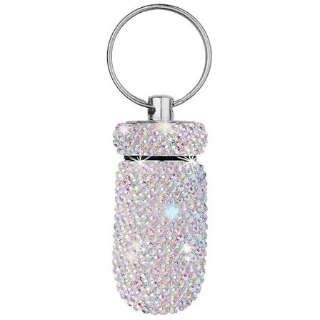 1 st Bling Medicin Piller Flaska Kapsel Förvaringslåda Mini Bärbar Rhinestones Kristall Resväska T