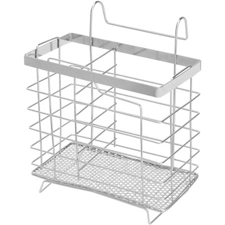 1 sølv rustfrit stål hængende bestik tørrestativ rektangulær