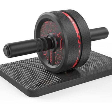 Maghjul, stabilt maghjul, med knäskydd, rulle för mage, rygg och axlar