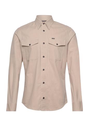 Marine Slim Shirt L\S Skjorte Uformell Beige G-Star RAW*Betinget Tilbud
