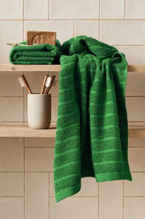 &Home - Sæt med frottéhåndklæder Day 2 dele - Grøn - Håndklæder - 50X70 - Fra Homeroom