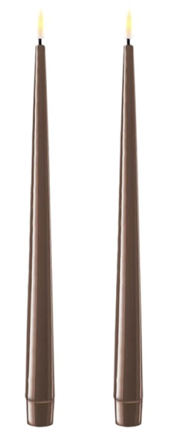 Deluxe Homeart Kronelys LED Shiny-Mocca H28_2stk