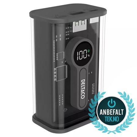Deltaco Powerbank Transparent 10000 mAh