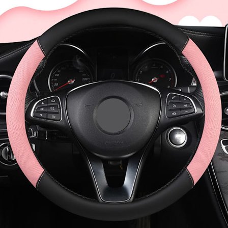 (Rosa) Bilratt Skydd 5 Färger för Kvinna Flicka Andningsbar Fläta På Ratten Funda Volante Universal Auto Bil Styling