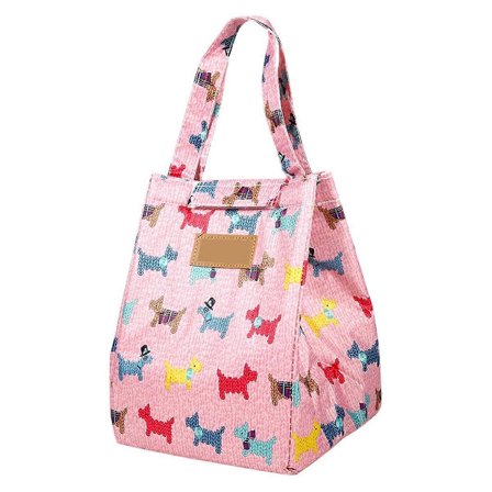 Rosa Valp Holdbar Madpakke Taske Canvas Materiale Termisk Isolering Dejlig Opbevaringsbeholder