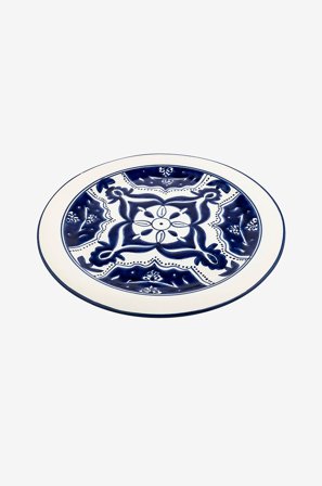 Dishes & Deco - Pizzatallerken Blue Fond ø 34 cm - Hvit - Serveringsfat - Fra Homeroom