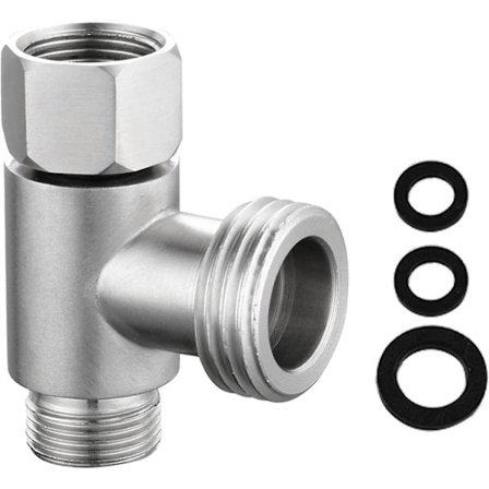 Tee Shunt Haneventil Tee Adapter Tee Connector Til Vinkelventil, Kropsrenser, Sprøjte, Bruserarm, Toilet (sølv) (1 stk)