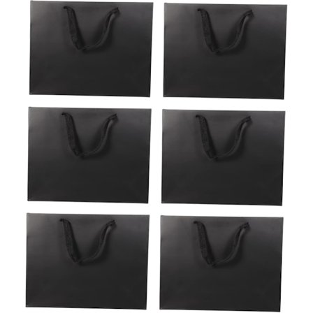 Svarte papirposer med håndtak for shoppingfestival, bursdagsinnpakning