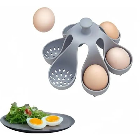 Silikon Steamer For 6 Egg, Grå