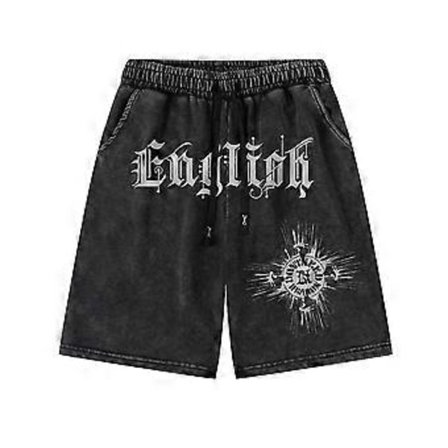 Slitna Retro Karaktär Gotisk Stil Herrshorts Tvättade Vintage Dragsko Designer Sommarkläder Kvinnor