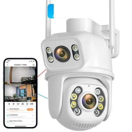 Dobbel linse med dobbel skjerm Ai menneskelig deteksjon automatisk sporing trådløst utendørs overvåking kamera