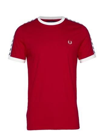 Taped Ringer T-Shirt T-shirts Short-sleeved Röd Fred Perry