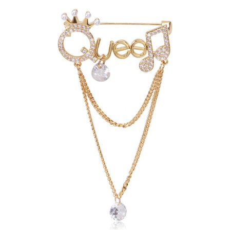 Rhinestone Queen Letter Brosch Pin Fashion Elegant Kronform