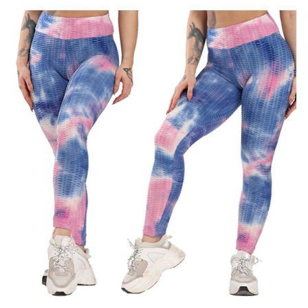 Rosa Blå Leggings med mönster Tie Dye Leggings