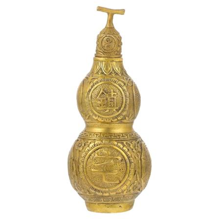 Kobbergresskardekorasjon hjem gresskardekorasjon kobbergresskar hjem skrivebordsdekorasjon (13X7cm, gull)