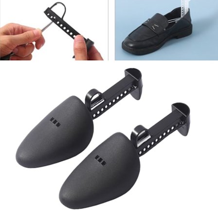 5 par skostöd formare professionell förhindrar rynkor justerbar skofjädersträckare för de flesta skor svart