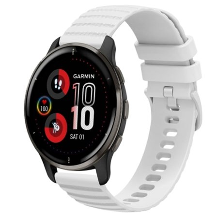 För Garmin Venu 2 Plus 20 mm Wavy Dot Pattern Solid Color Silikon Watch Band