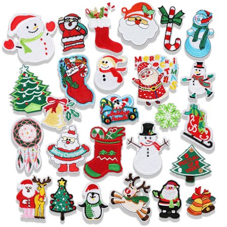 26PCS Julebroderte strykejern på/sy på lapper DIY tilbehør