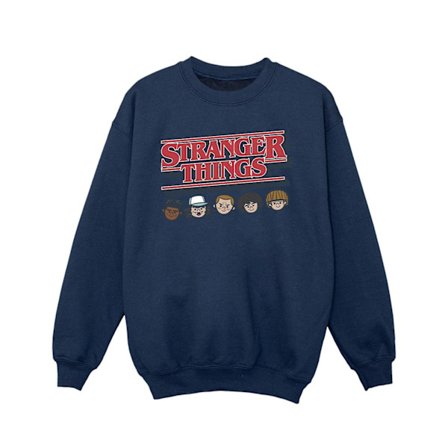 Netflix Piger Stranger Things Karikatur Logo Sweatshirt 7-8 År Navy Blå 7-8 År