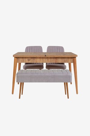 Hanah Home - Set med bord och stolar (4 delar) - Gina - Brun - Matgrupp 4 personer - Från Homeroom